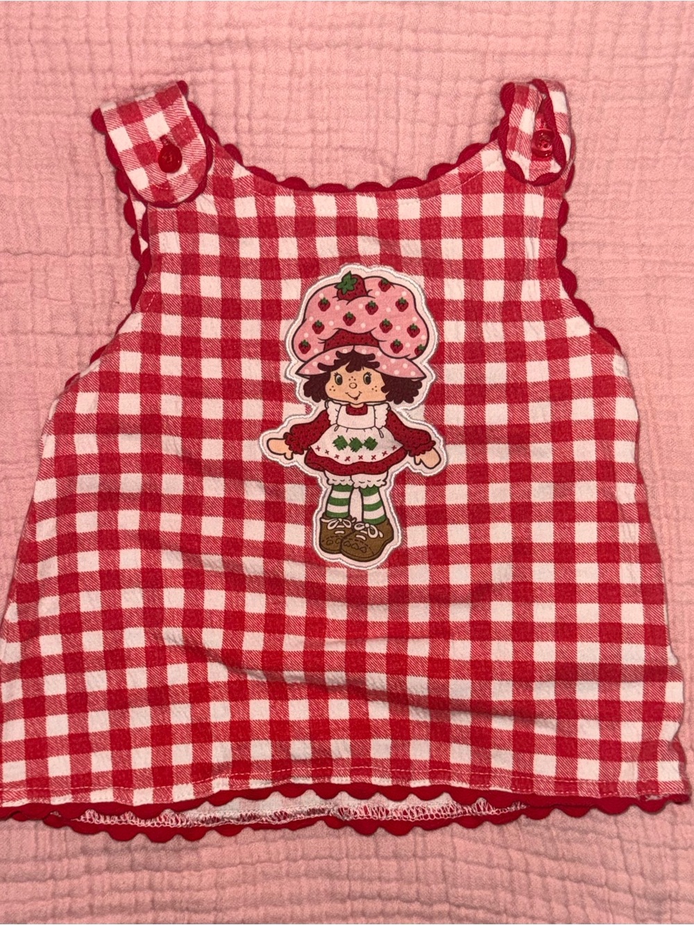 Red Gingham Strawberry Patch Kids Sleeveless Top